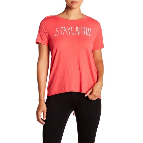 5 for $25| Sundry Tops Sundry Graphic Staycation Back Tie Short Sleeve Tee - Picture 1 of 8
